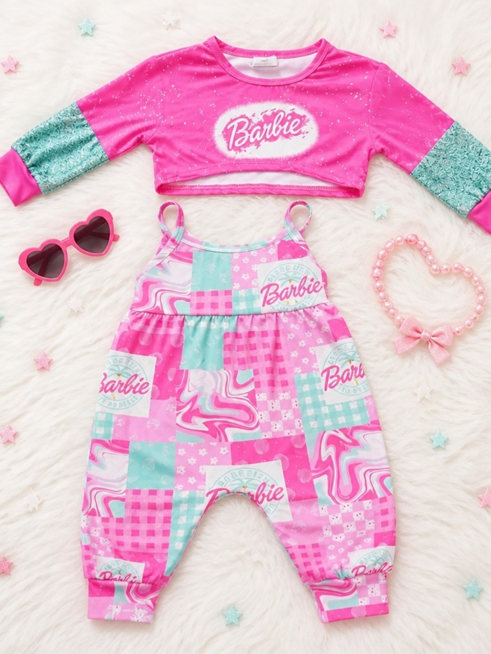 Barbie Pink & Aqua Kids Two-Piece Outfit